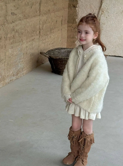 Hooded Knitted Lace Dress for Girls