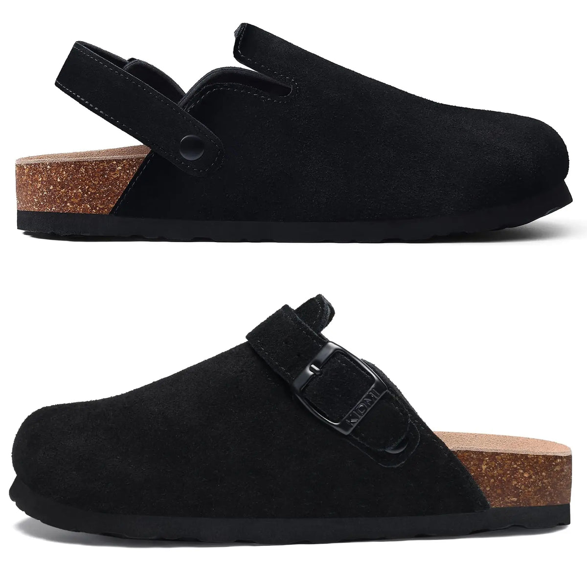 Genuine Leather Clogs with Cork Footbed for Women