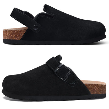 Genuine Leather Clogs with Cork Footbed for Women