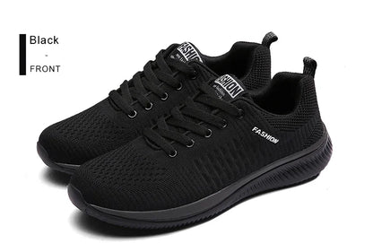 YRZL Black Knit Sneakers for Men Athletic Casual Shoes