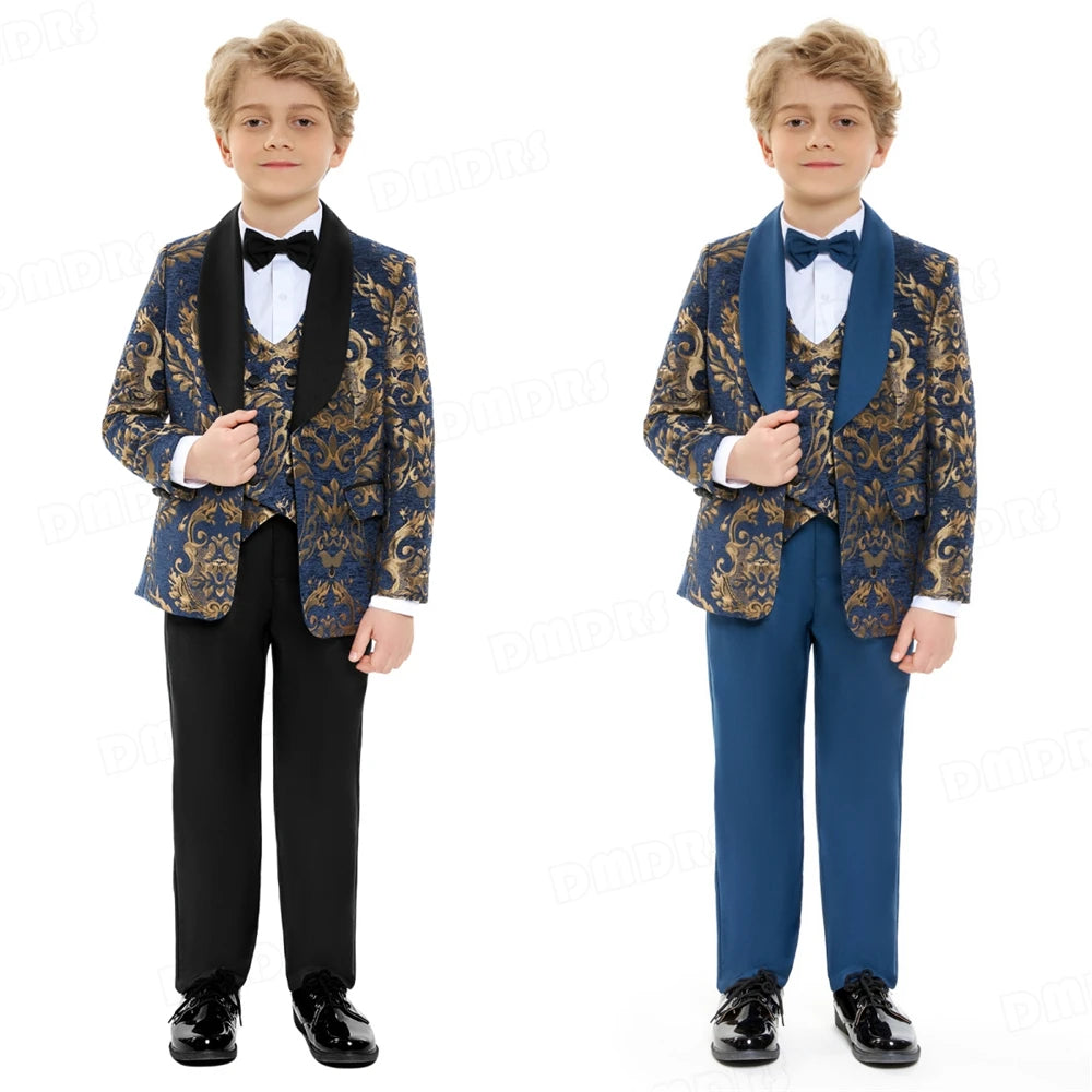 Luxury 4-Piece Suit Set for Boys, Slim Fit, Polyester