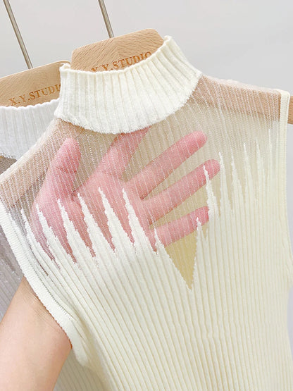 Mesh Knitted Tank Top Women Sleeveless Chic Cut Out