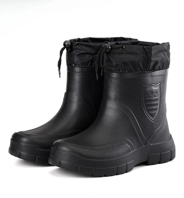 Men's Waterproof Velvet Rain Boots Casual Short Boot
