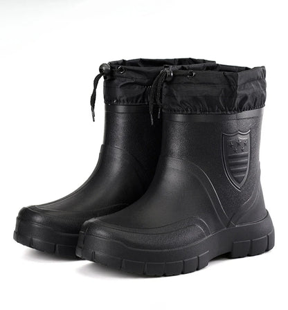 Men's Waterproof Velvet Rain Boots Casual Short Boot