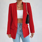 Solid Polyester Cotton Long Sleeve Women's Blazer