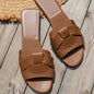 Summer Women's Solid Color Slippers with Buckle