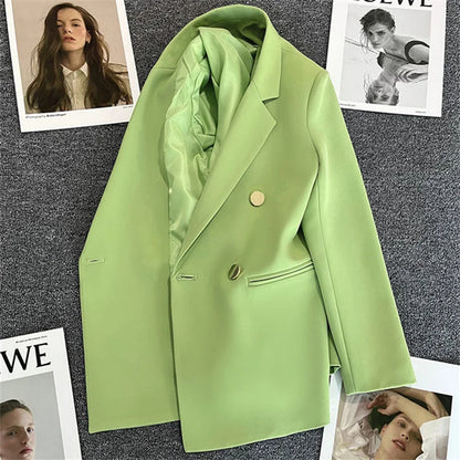 Women Double-Breasted Blazer Casual Suit Jacket