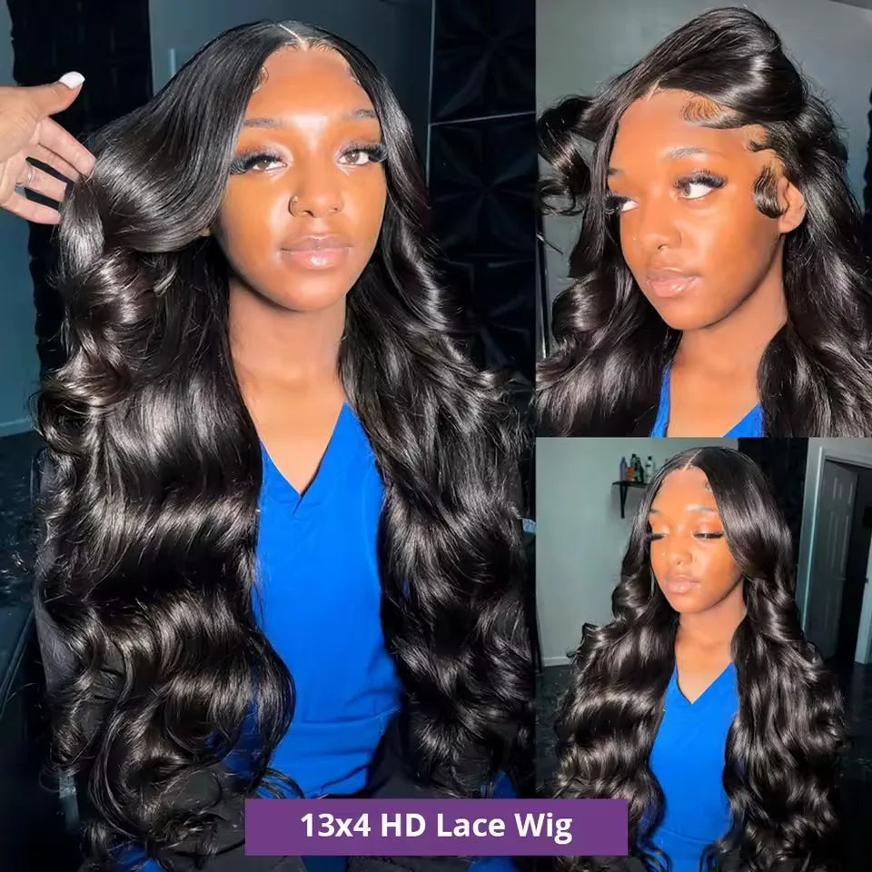 Body Wave 13x6 HD Transparent Lace Frontal Wig Natural Off Black