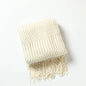 Khaki Knitted Acrylic Blanket with Tassels