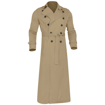 Men's Long Sleeve Extra Long Trench Coat