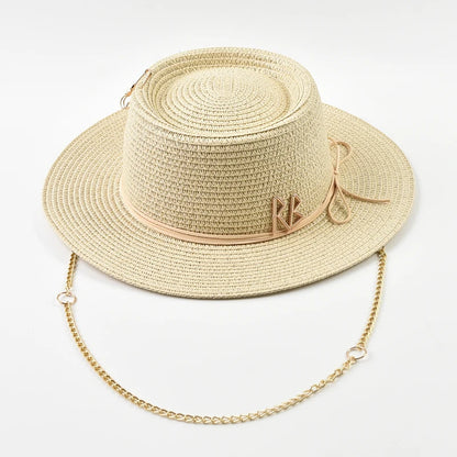 Elegant Straw Sun Hat for Women with Ribbon Decoration
