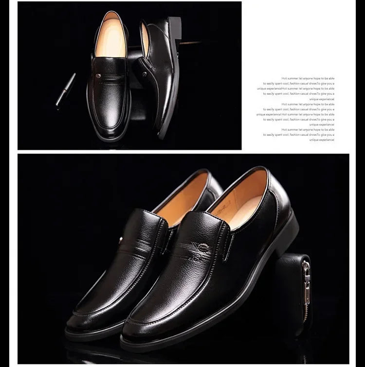 Leather Black Slip-On Loafers for Men Plus Size 38-44