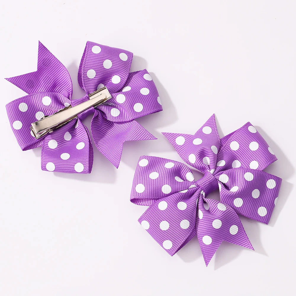 Solid Dot Hair Bows Clip for Baby Girls