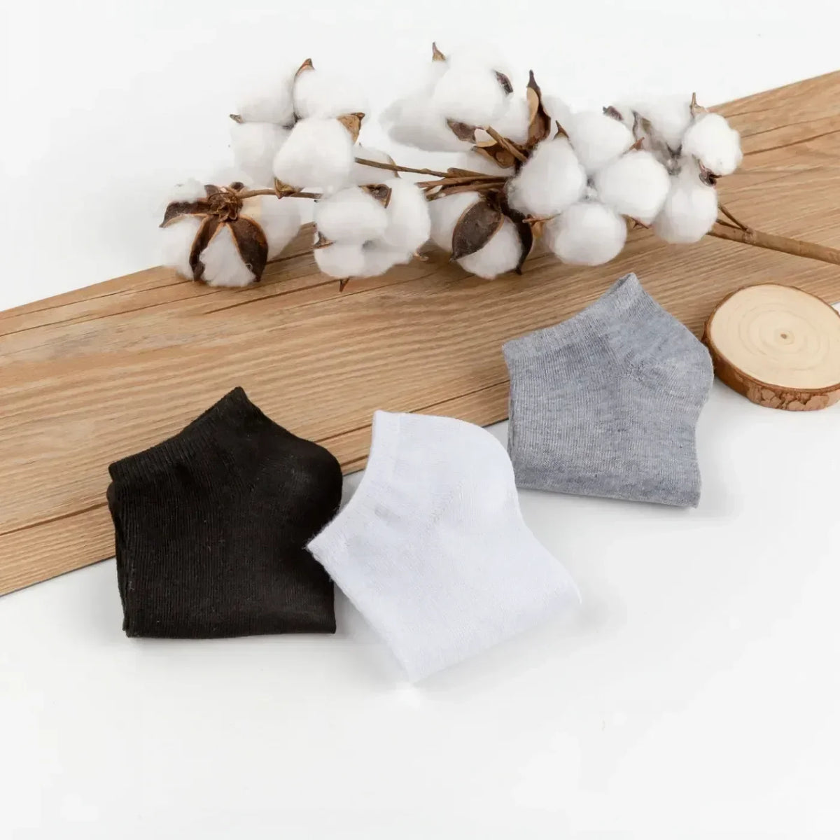 Unisex Ankle Socks Cotton Breathable Sports Black White Gray
