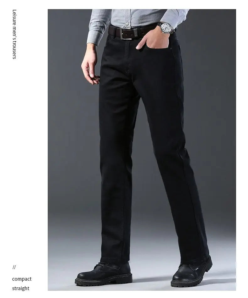 Men's Slim Black Denim Jeans with Slight Stretch