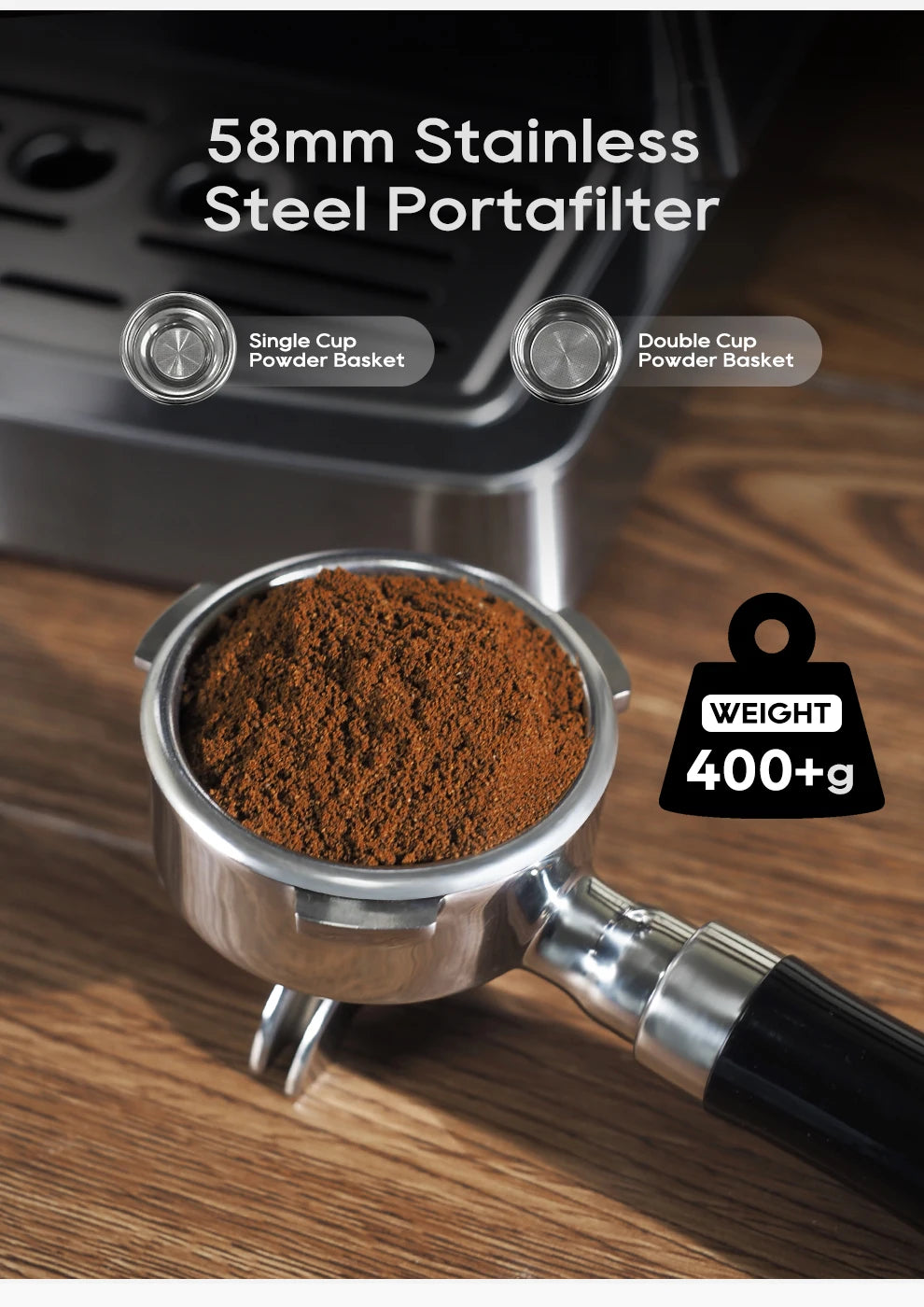 HiBREW 20Bar Semi Automatic Espresso Machine Stainless Steel
