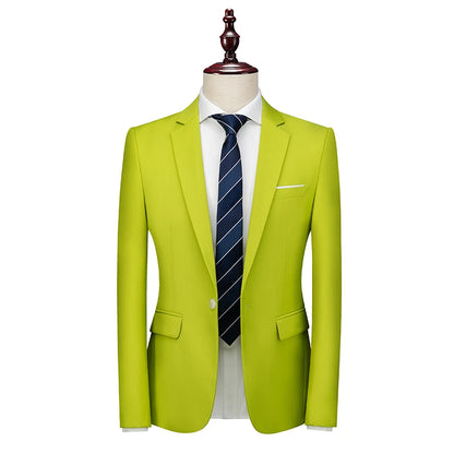 Bright Green Men's Blazer, Polyester Slim Fit Jacket