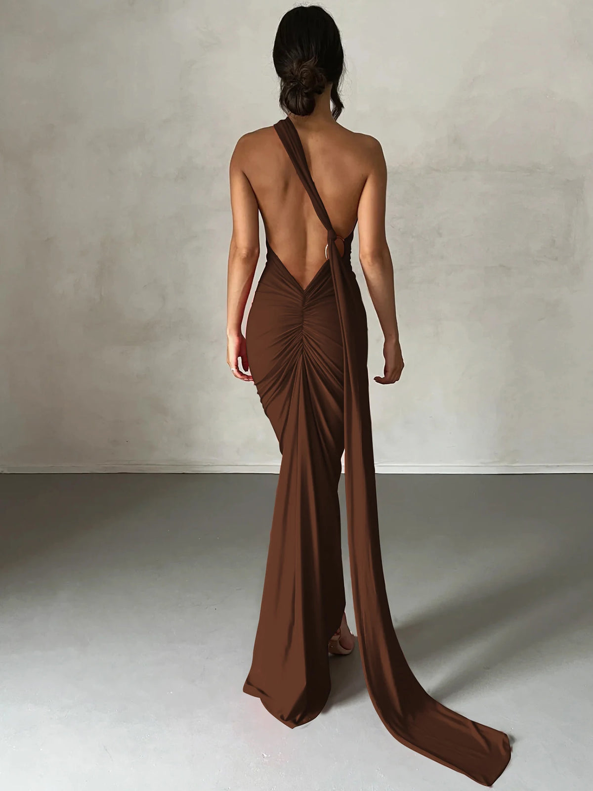 Hugcitar One Shoulder Backless Maxi Dress Women