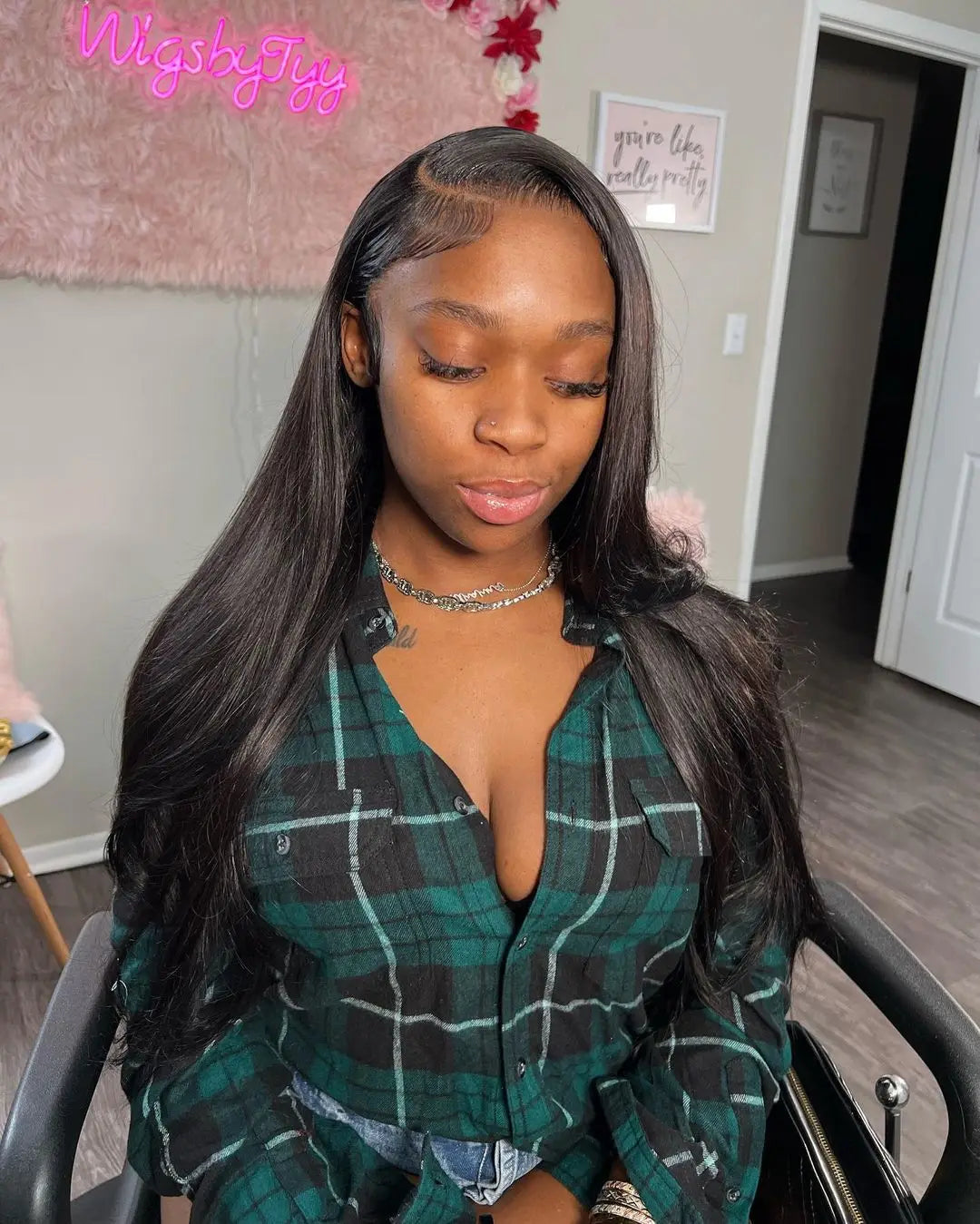 40 Inch Bone Straight Human Hair Wig Brazilian Lace Front Wig