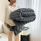 Luxury Faux Rabbit Fur Throw Blanket Solid Color Plush