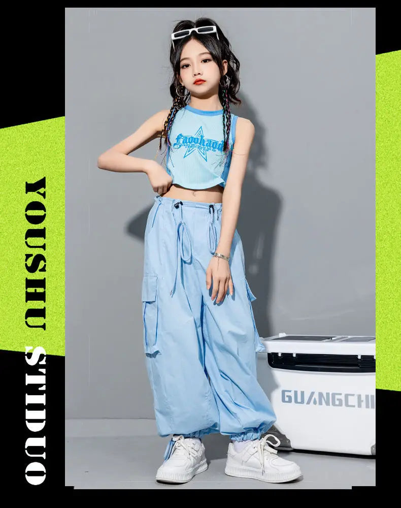 Girls Loose Cargo Pants with Belt for Daily Wear
