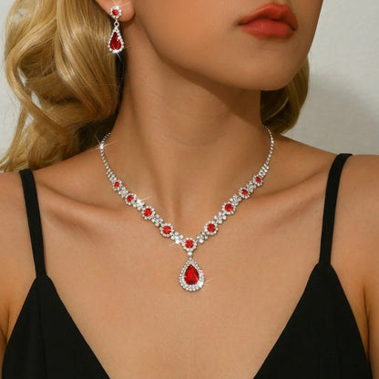 Water Drop Necklace and Earrings Set for Women