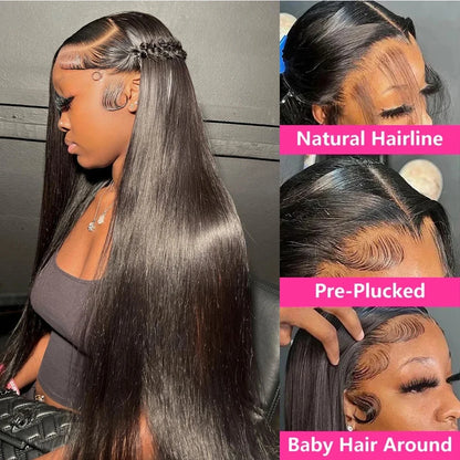 HD 360 Full Lace Wig 36 Inch Bone Straight Human Hair