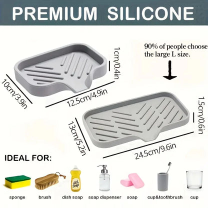 Silicone Kitchen Sink Faucet Mat and Tray