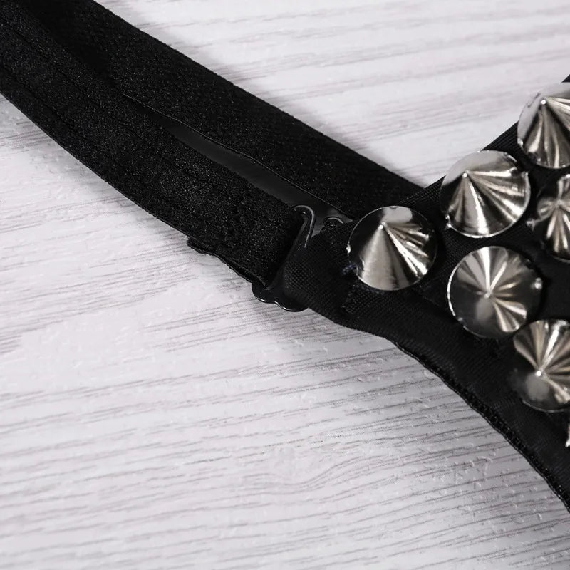 Silver Rivets Gothic Push Up Bralette for Women