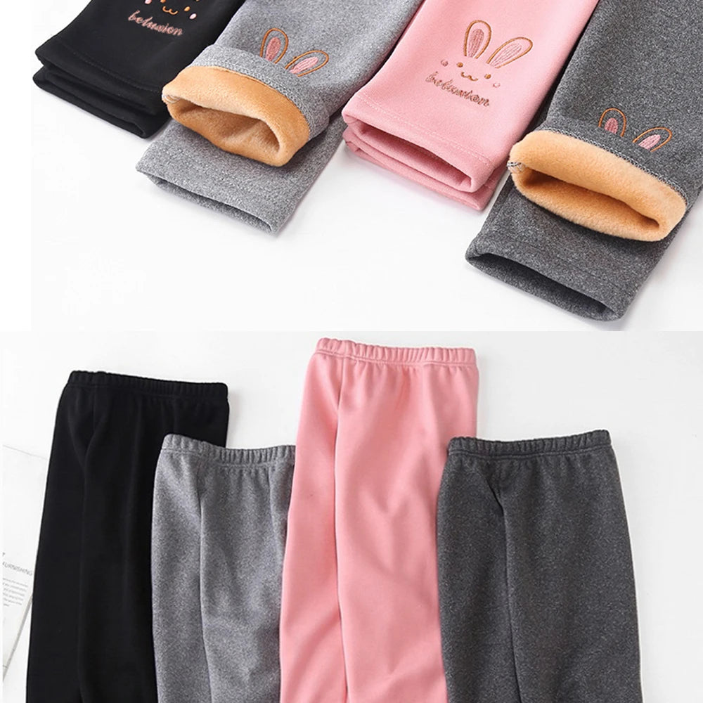 Fleece-Lined Thermal Leggings for Girls