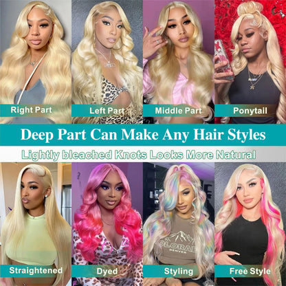 613 13x6 Lace Front Wig Human Hair Body Wave Blonde