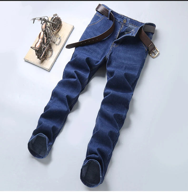 Men's Black Blue Stretch Jeans Casual Slim Fit Trousers