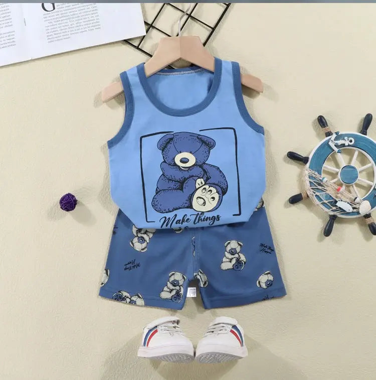 Children's Cotton Vest Set with Shorts for Summer