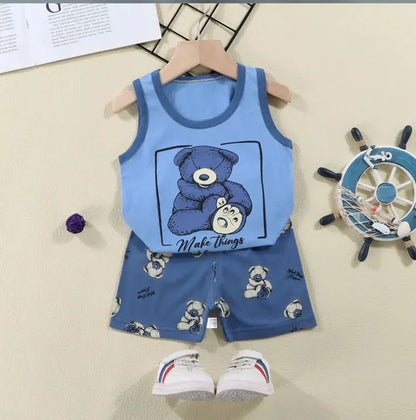 Children's Cotton Vest Set with Shorts for Summer