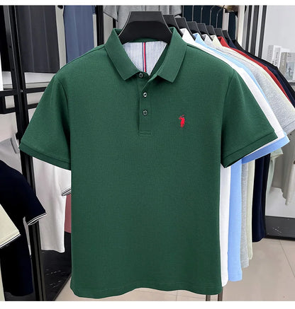 Men's Short Sleeve Cotton Polo Shirt with Embroidery