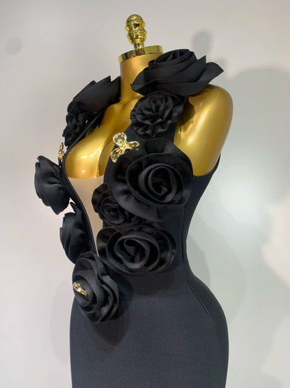 3D Flower Sleeveless Bodycon Bandage Dress Women