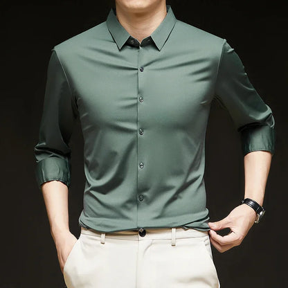 Men's Ultra-Stretch Slim-Fit Long Sleeve Shirt