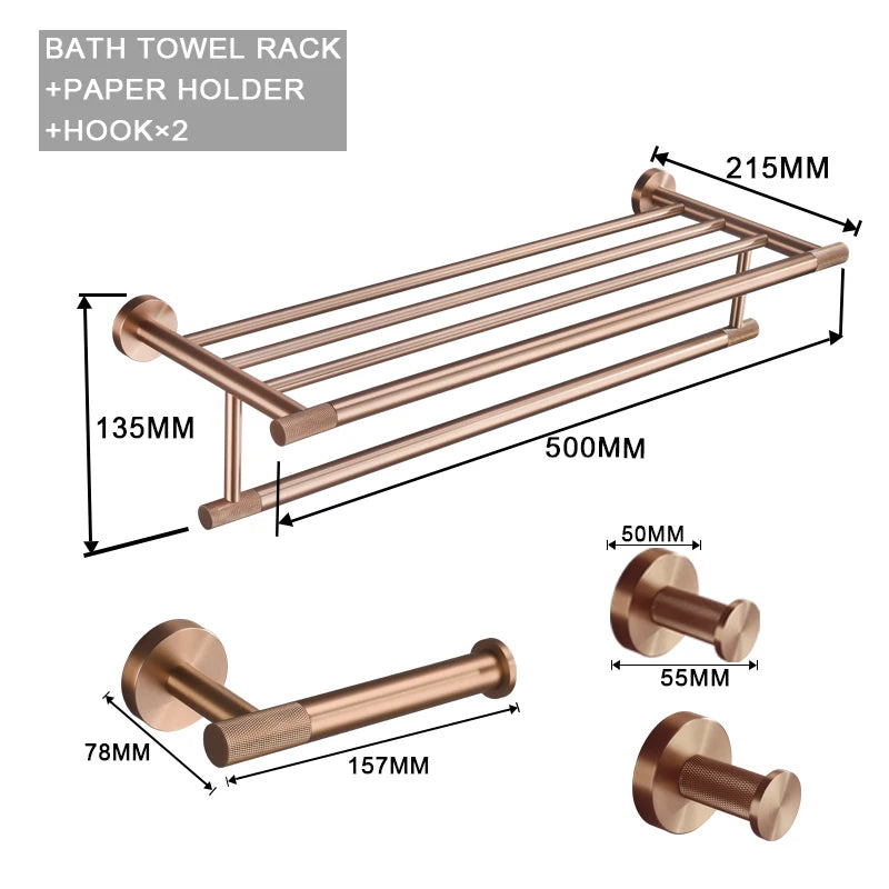 Brushed Rose Gold Metal Bath Hardware Set