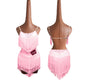 Latin Dance Dress with Rhinestones and Tassels in Red and White