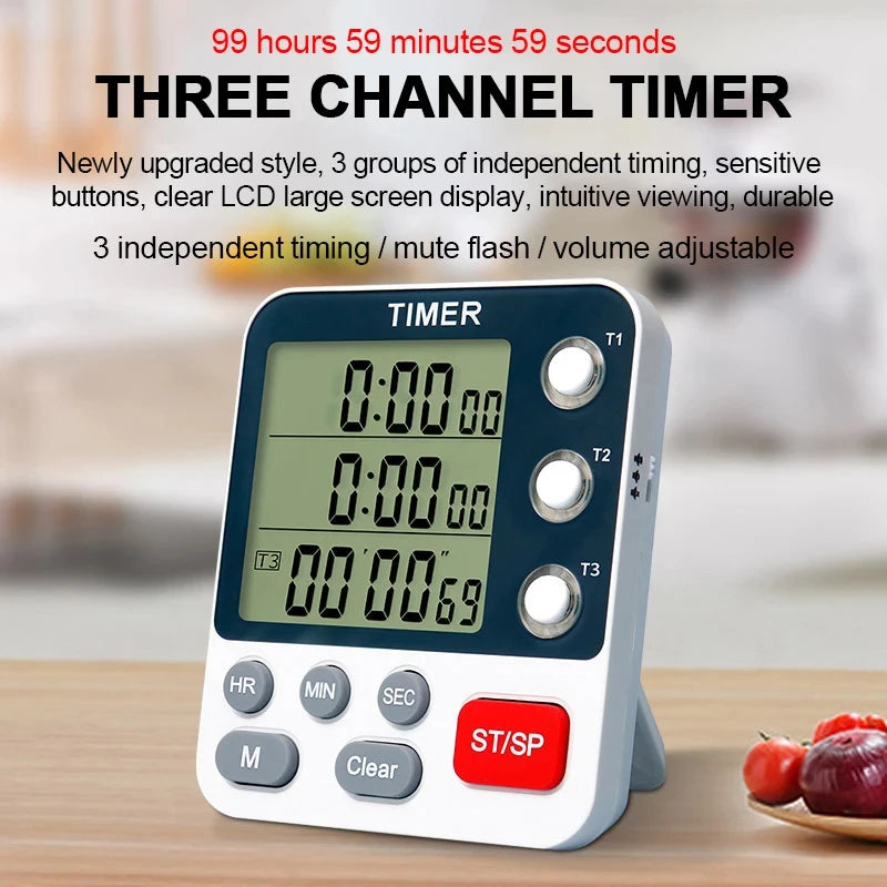 Digital Kitchen Timer with Adjustable Volume and LCD Display