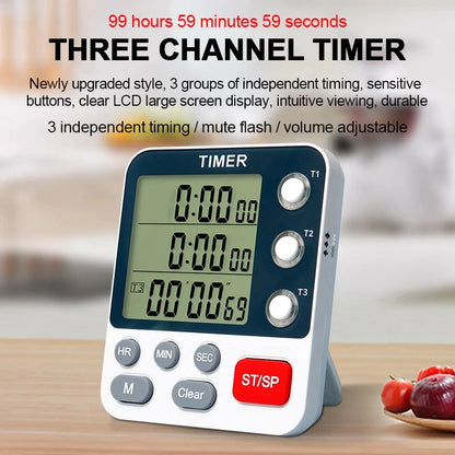 Digital Kitchen Timer with Adjustable Volume and LCD Display