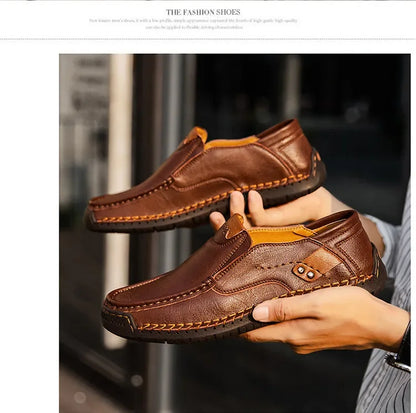 Men's Genuine Leather Slip-On Loafers Casual Shoes