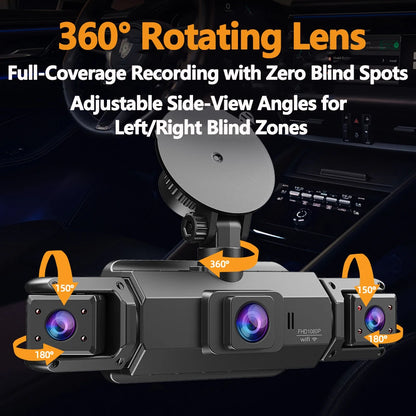 4 Channel WiFi Car DVR Dashcam with 360 Degree Recording