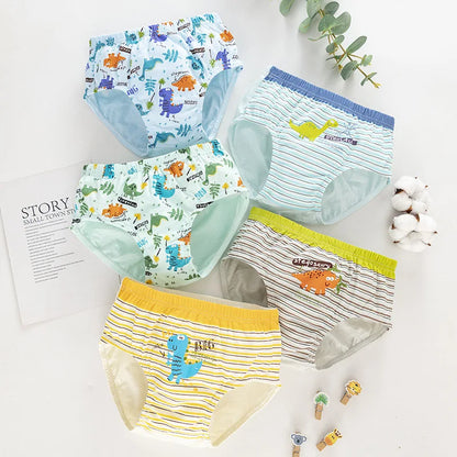 Cotton Dinosaur Cartoon Boys Briefs 3 Pcs Set