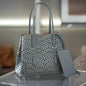 Mini Cowhide Shoulder Handbag Genuine Leather Bucket Bag