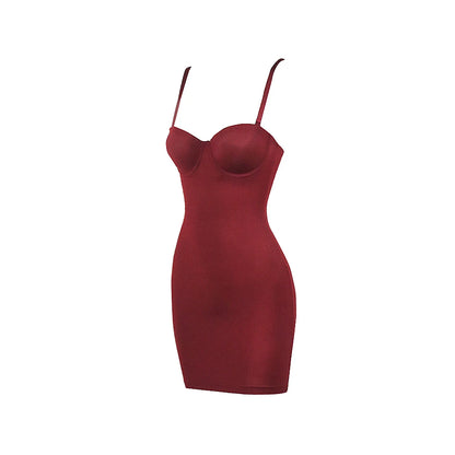 Backless Bodycon Mini Dress with Skinny Straps in Black