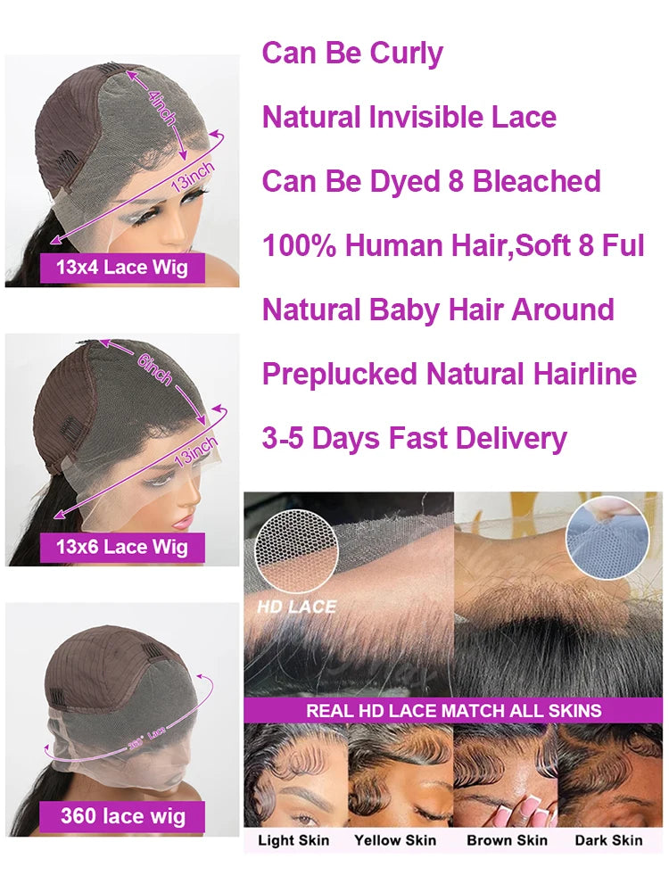 Loose Deep Wave 360 Full Lace Front Human Hair Wig 30 Inch