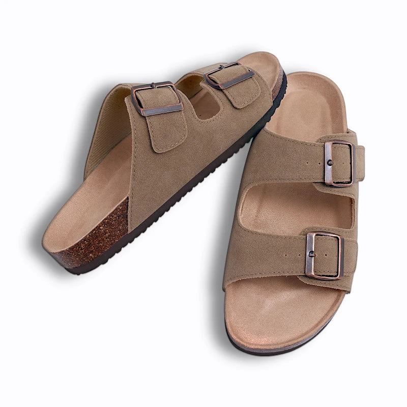 Comwarm Women's Suede Mules Slippers with Cork Insole