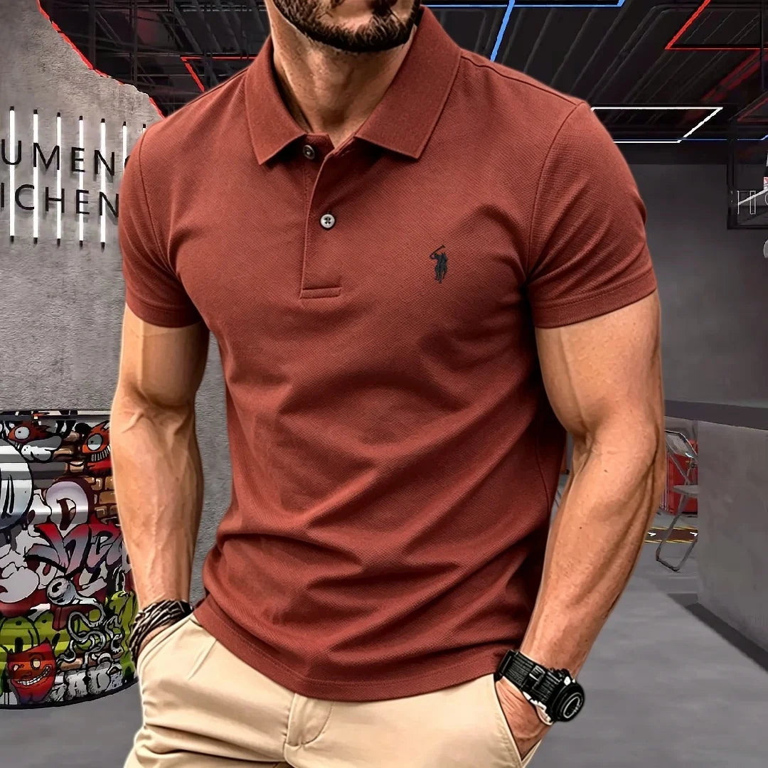 Men's Short Sleeve Polo Shirt Cotton Embroidery Casual