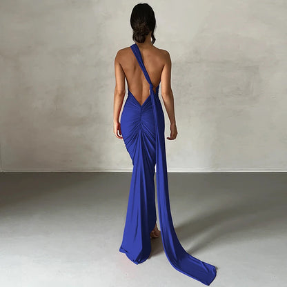 Hugcitar One Shoulder Backless Maxi Dress Women